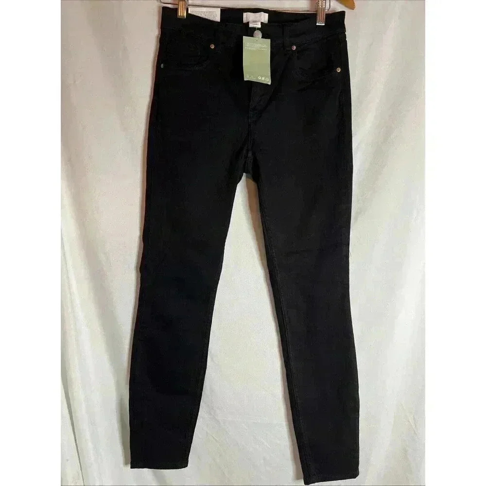 H&M Black Skinny Jeans Womens US 10 Stretch Regular Waist Full Length